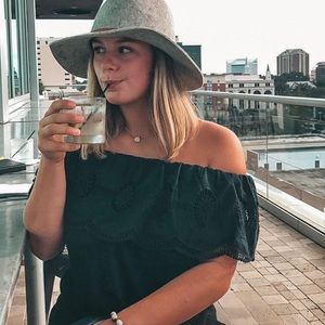 LOFT Black Eyelet Top